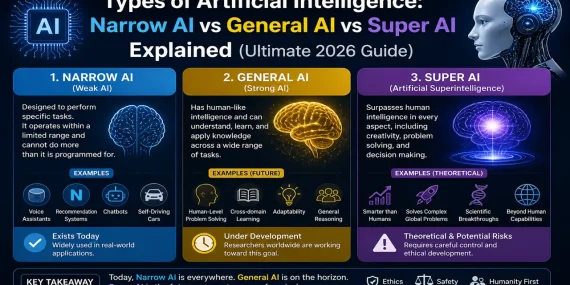 Types of Artificial Intelligence: Narrow AI vs General AI vs Super AI Explained (Ultimate 2026 Guide)